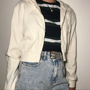 Brandy Melville White Zip Up Hoodie
